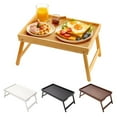 thumbnail image 2 of OIUR Bamboo Bed Tray Table with Folding Legs Wooden Drawing Breakfast Eating Snack Serving Tray Laptop Computer Collapsible Bed Sofa Desk, 2 of 7