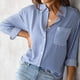 thumbnail image 3 of Blusas informales para mujer blusas con botones a rayas verticales camisa traje de trabajo de oficina FLhrweasw Nuevo, 3 of 7