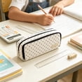 thumbnail image 2 of Large Pencil Case, Big Capacity Makeup Bag with Zipper for Adults Office Organizer Gifts (Black Spot), 2 of 6