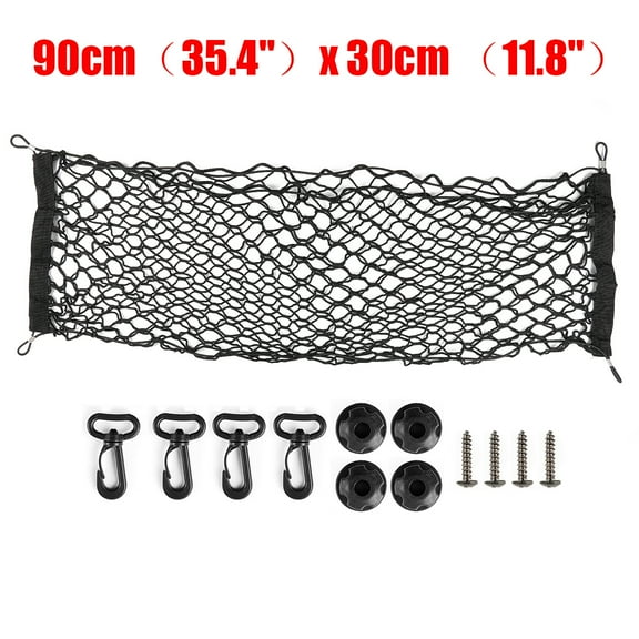 35"*12" Elastic Universal Car Cargo Net Rear Trunk Storage Organizer Net with Mounting Accessories
