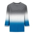 thumbnail image 6 of JGGSPWM Women's Plus Size 3/4 Sleeve Tops Colorblock Loose Crew Neck Basic T-Shirts Fall 2025 Trendy Casual Tunic Blouse Blue S, 6 of 6