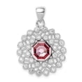 thumbnail image 3 of Sterling Silver Rhodium-plated Wavy Clear & Pink Crystal Pendant, 3 of 3