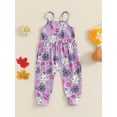 thumbnail image 2 of Suealasg Baby Girls Rompers Pants Halloween Clothes 6M 1T 2T 3T Toddler Girls Ghost/Pumpkin Flower/Pumpkin Pie Print Spaghetti Strap Jumpsuits, 2 of 7