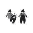 thumbnail image 2 of RUINIXCW Baby Boy Halloween Outfit Striped Crew Neck Long Sleeve Romper Pumpkin/Ghost Embroidery Overalls and Hat 3 Pcs Set, 2 of 9