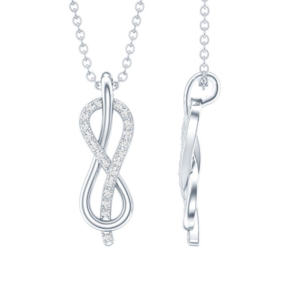 Rosec Jewels Minimal Infinity Pendant Necklace for Women, Certified Moissanite Pendant, 925 Sterling Silver