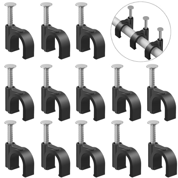 100 Pcs 10mm Black Plastic Nail In Cable Clips Wire Clamps Coax Ethernet Cord Organizer Wall