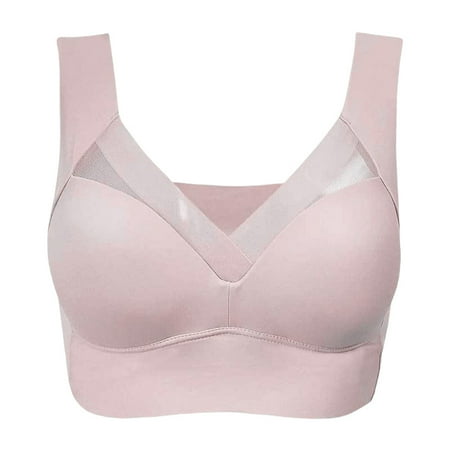 

Spdoo Plus Size Seamless Bras Wireless with Support Comfort Soft Daily Bra Pink 2XL