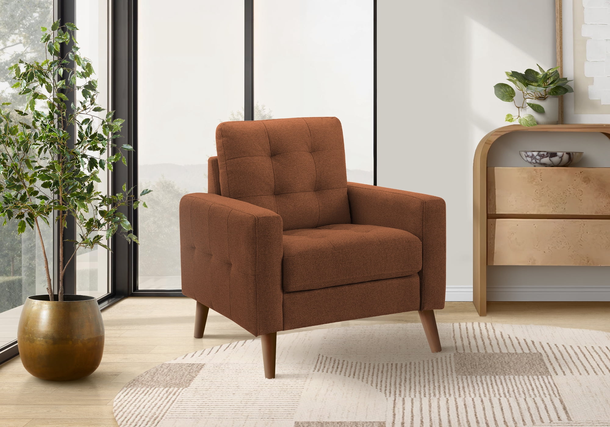 Monarch Specialties - 8J11L44 Chair, 31" Wide, Accent Chair, Upholstered, Rust Fabric