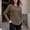 Coffee, variant on Crew Neck Long Sleeve Tops for Women Trendy Side Slit Button Blouses Curved Hem Fall Clothes Red
