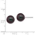 thumbnail image 3 of 14k White Gold 9-10mm Black Round Freshwater Cultured Pearl Stud Post Earrings, 3 of 3