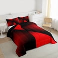 thumbnail image 4 of Manfei Chic Stripes Ombre Full Size Comforter Sets, Red Abstract Triangle Bedding Comforter Set, Teens Kids Adult Men Women Reversible Bedding Sets, Lightweight Room Decor, 3-Piece, 4 of 9