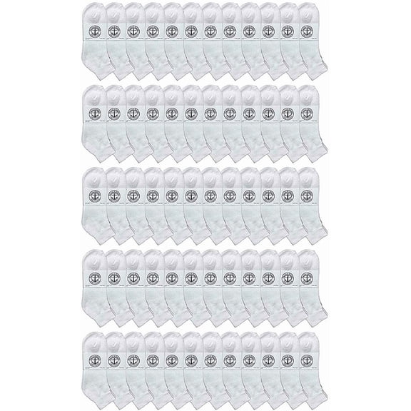 60 Pairs Of Yacht & Smith Men Wholesale Cotton Sport Athletic Mid Ankle Socks Bulk Case Pack Size 10-13 (White)