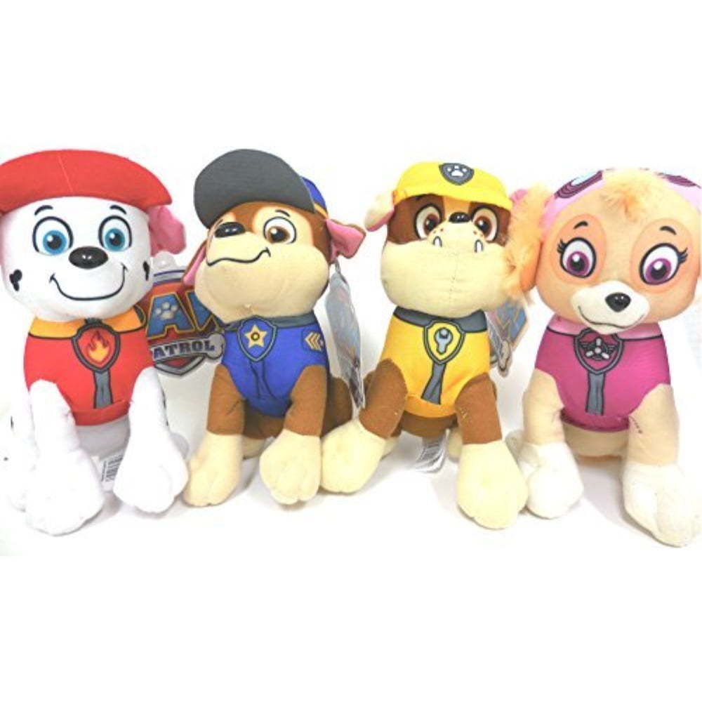 Paw Patrol Plush Pup Pal 4 Pcs Character Plush Set Marshall Chase Rubble Skye 9" Plush Doll