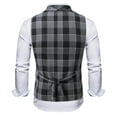 thumbnail image 3 of Men's Thin Workwear Waistcoat Classic Plaid Medieval Vest Double Breasted Waistcoat Wedding Formal Dress Vest, 3 of 6