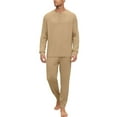 thumbnail image 2 of yuCgh Men's Pajama Set with Long Sleeve and Long Pants, Two-Piece Henley Collar Design for Comfortable Sleepwear, Breathable and Soft for Nighttime Lounge,Camel 3XL, 2 of 9