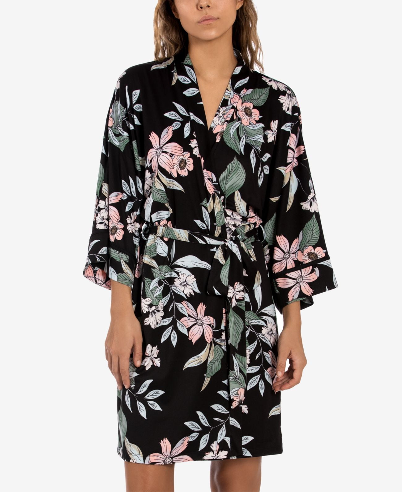 Linea Donatella Womens Vivienne FloralPrint Wrap Robe