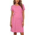 thumbnail image 6 of Edvintorg Maternity Dress for Women Crewneck Short Sleeve Lightweight Casual Pregnancy Dresses Plus Size Fashion Hot Pink L, 6 of 9