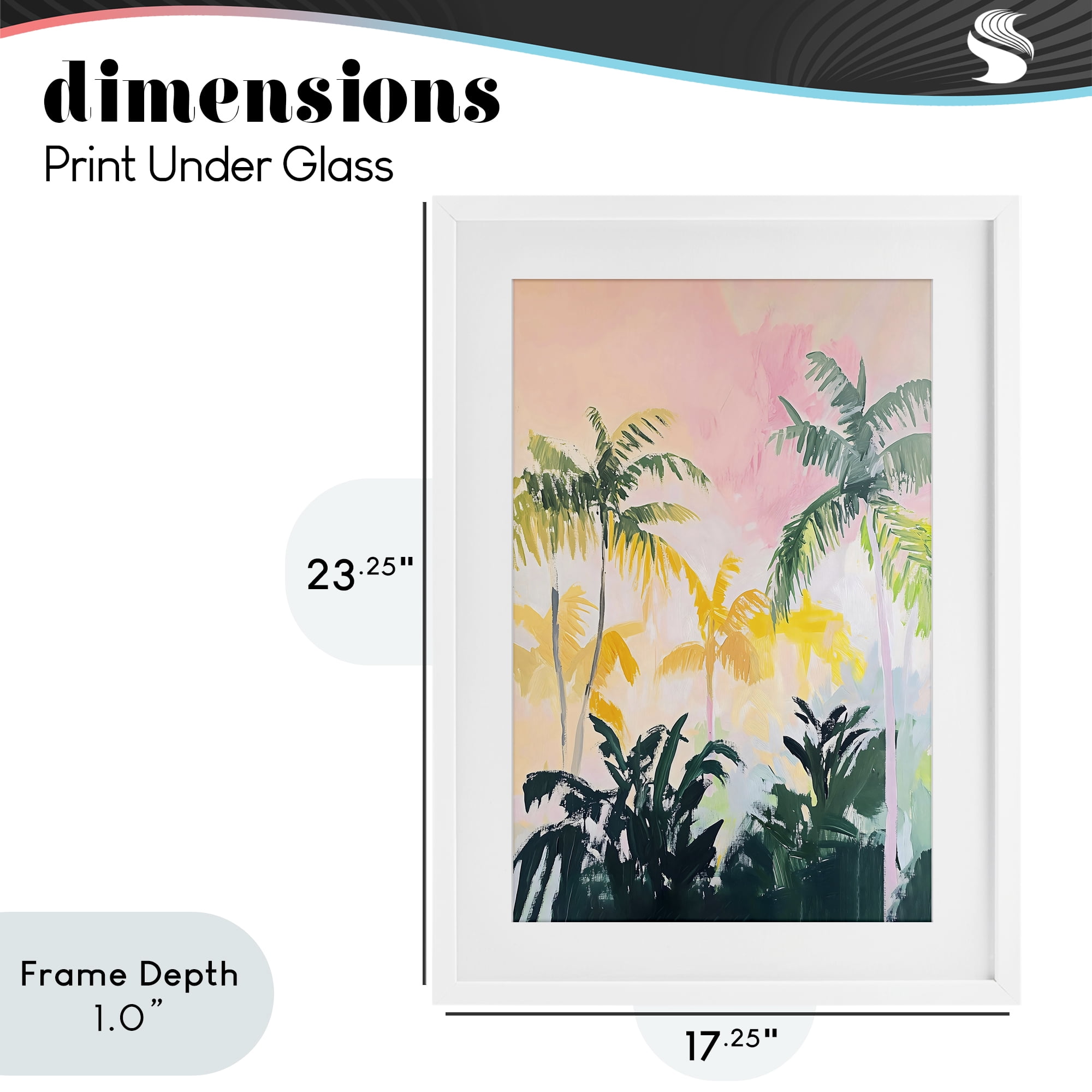 Stupell Industries Pastel Palms in Morning Glow White Framed Print Under Glass, design by The Prints Vibe