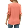 thumbnail image 5 of Otvok Women's Mid Sleeve Tops Summer Solid Color V-Neck Casual Blouses Shirts, 5 of 6