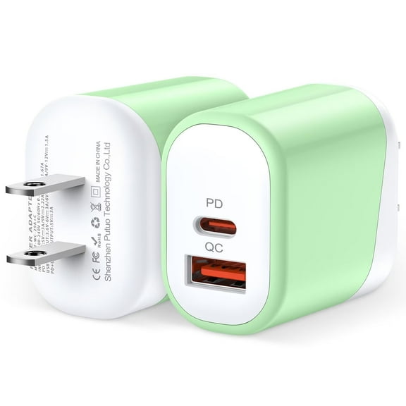 USB C Charger Wall Charger Block,2PCS AILKIN PD 20W Type C Block Charger QC3.0 Fast Charging Charger Plug Power Adapter USB C Brick Cube For Android Phone Fast Charger Block