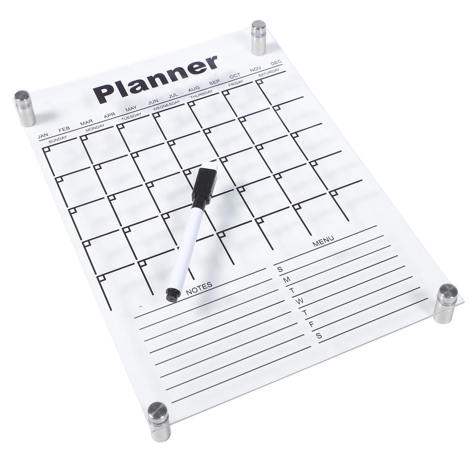 HONITANO 1Set Acrylic Magnetic Dry Erase Board for Fridge Clear Writing Memo and Decoration