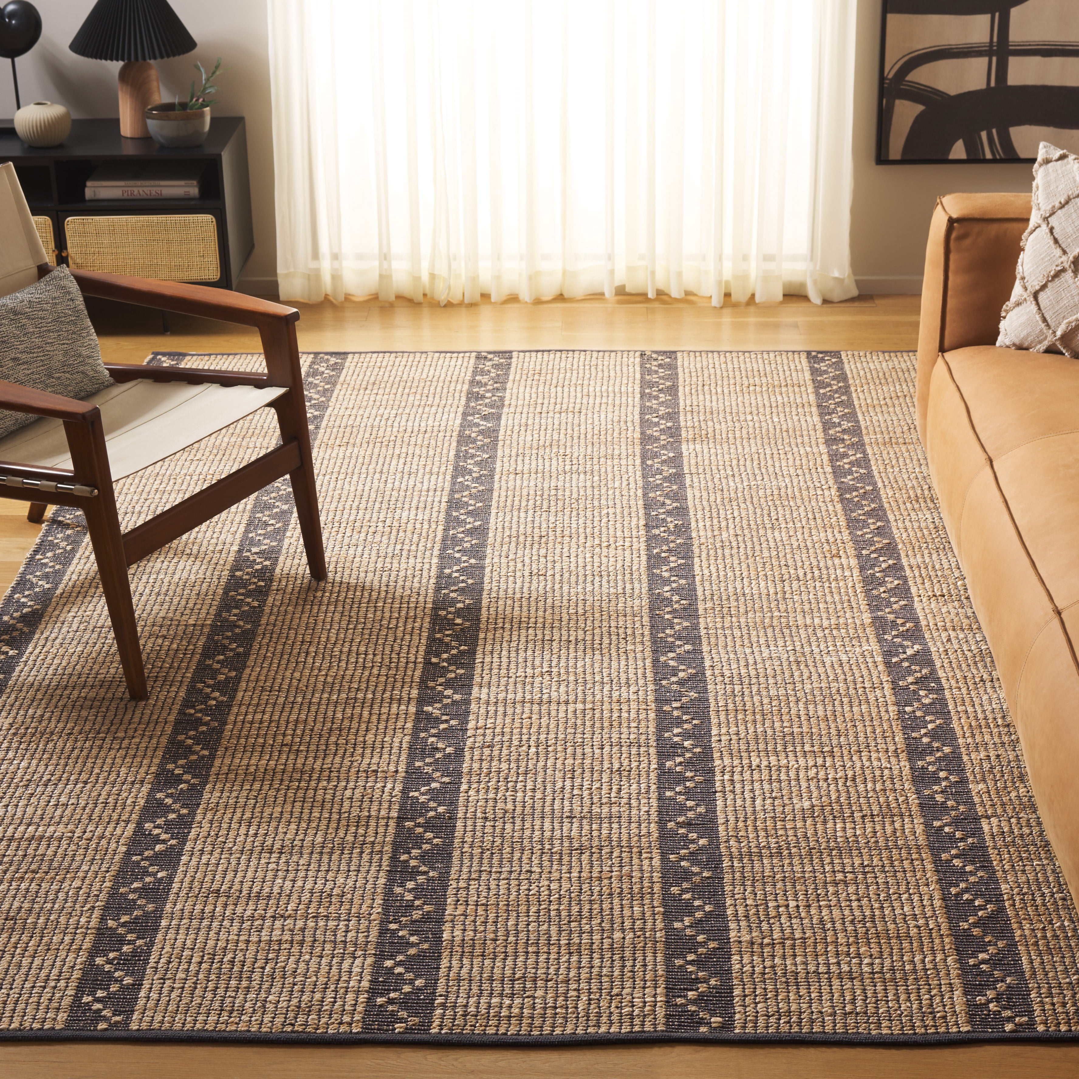 SAFAVIEH Natural Fiber Nanette Striped Area Rug, Natural/Gray, 8' x 10'