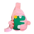 thumbnail image 2 of Mochila para niños, pequeña bolsa de pecho con diseño de dinosaurio, ideal para picnics al aire libre y senderismo. rosa, 2 of 9