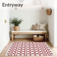 thumbnail image 3 of ODIKA 6'x9' Machine Washable Non-Slip Area Rug, Scandinavian Plaid Hearts with Interlocking Snowflake and Berry Sprigs High Traffic Rug with Pad, Red, 651558, 3 of 8