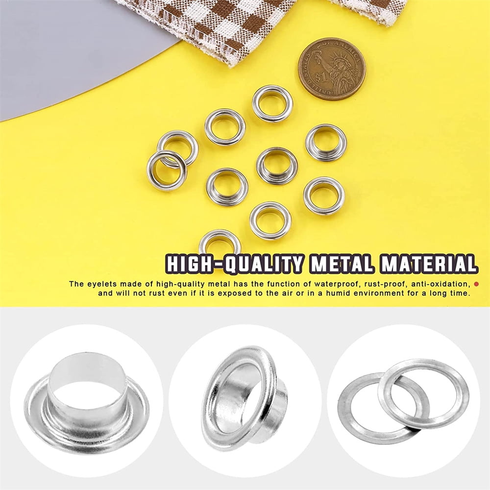 NOGIS 100Pcs - 50Sets 1" (25mm) Hole Sliver Grommets Thicken Metal Grommets Eyelets Grommet Kit, Metal Eyelets Kits Grommets Eyelets for Repairing Canvas, Leather, Curtains