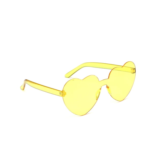 Minnieouse Gafas de sol con forma de corazón de melocotón, antiquemaduras, gafas bonitas, gafas Retro de ojo de gato, gafas irregulares Lentes Amarillo