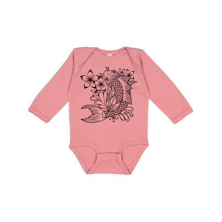 

Inktastic Koi Fish Illustration Black Gift Baby Boy or Baby Girl Long Sleeve Bodysuit