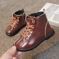 thumbnail image 2 of Siilsaa Children Shoes Thick Soles Comfortable And Warm Short Boots Fashionable Outdoor Princess Leather Boots Brown,12-18 Months, 2 of 5