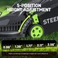 thumbnail image 6 of Steelite 13-Inch Cordless Lawn Mower, 21V Electric Lawn Mowers with Brushless Motor for Garden,5 Heights Adjustment, 4.0Ah Battery & Charger Included, 6 of 8