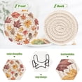 thumbnail image 4 of Yayeee 6 PCS Drink Coasters with Holder Set Woven Absorbent Round Tabletop Hot Pad, Gray Autumn Leaves, 4 of 7
