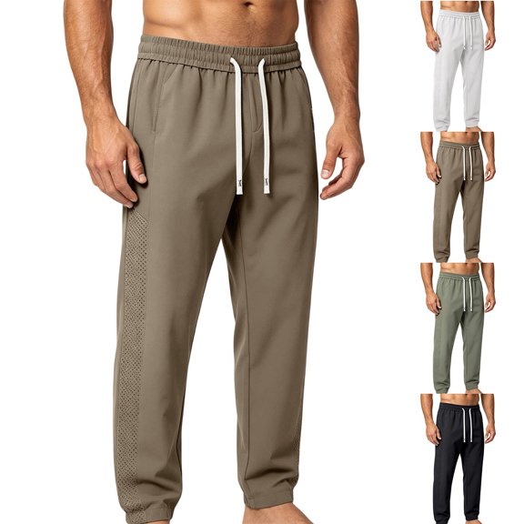 Zpzdpjkx Mens Solid Tapered Athletic Pants Elastic Drawstring Waist Quickly Dry Breathable All Season Outdoor Training Walking Casual Pants for Mens