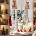 thumbnail image 3 of Merry Christmas Valances for Windows, 54 x 18in, Red Boots Leaves Hooly Gift Star Linen Rod Pocket Kitchen Valance Curtain Light Filtering Window Treatments for Living Room Bedroom, 1 Panel, 3 of 7