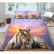 Hot Sale Home Decor Bed Set Soft Quilt Cover 3D Tiger Printing Bedding Set Duvet Cover Set, Twin (68"x86")