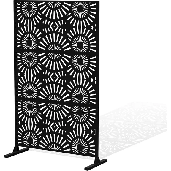 Metal Privacy Screen Freestanding Patio Fence 6FT Outdoor Indoor Divider Garden Unbranded