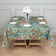 thumbnail image 3 of Multicolor Ethnic Floral Pattern Square Tablecloth,Waterproof Square Table Cover,Wipeable Spillproof Washable Table Cover for Home Kitchen Party Decor 60"x60"(152x152cm), 3 of 6