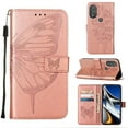thumbnail image 1 of Feishell for Motorola Moto G Power (2022) Flip Wallet Case,Butterfly & Flower Embossed Pattern PU Leather Magnetic Folio Flip Protective with Credit Card Slots Kickstand Slim Phone Case,Rosegold, 1 of 6