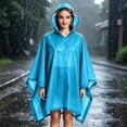 thumbnail image 2 of Kilaqueen Reusable EVA Rain Poncho with Drawstring Hood Lightweight Waterproof Raincoat for Adults Unisex Long Rain Cape for Hiking Camping, 2 of 6