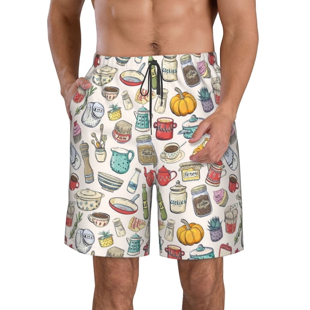 Balery Cooking Utensils Traje de Baño Estilo Hawaiano para Hombre, Shorts de Secado Rápido con Bolsillos-Large