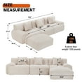 thumbnail image 3 of 120" Modular Sectional Cloud Boneless Couch with Ottoman, L-Shaped 3-Seater Modern Modular Sofa Bed with Deep Seat, Upholstered Sectional Couches for Living Room，No Assembly Required (Beige), 3 of 7