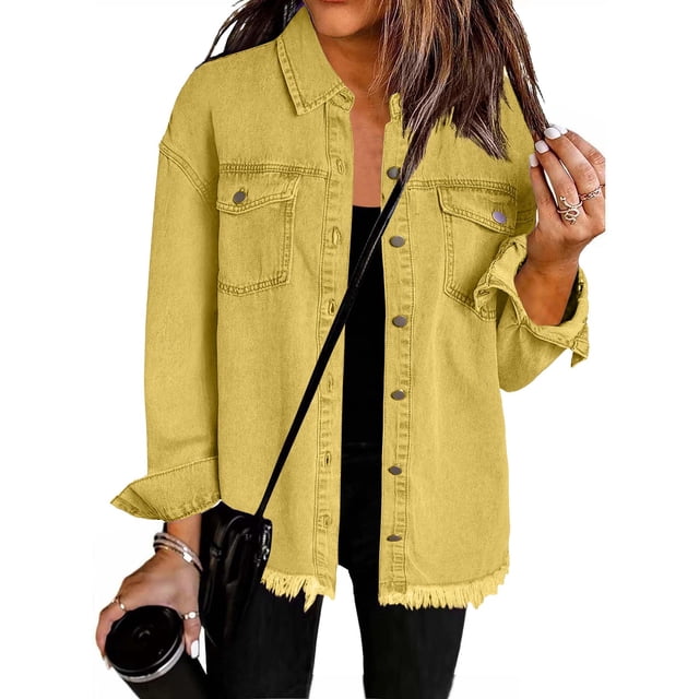 Blusa de manga larga con cuello vuelto, bolsillos y botones, estilo cárdigan, de poliéster, de color liso, a la moda, para mujer