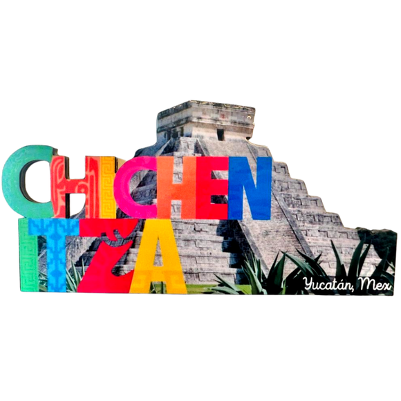 Imanes para Refrigerador Mexicanitas Chichen Itza Yucatan Mexico MDF 3 mm