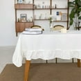 thumbnail image 5 of White Tablecloth Washable Vintage Ruffle Trim Table Cover for Boho Wedding Tabletop Bridal Baby Shower Birthday Party Decoration, 5 of 9