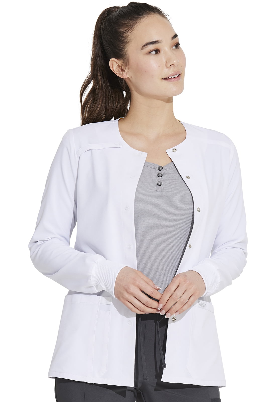 Dickies EDS Essentials Warm Up Scrubs Jacket for Women Snap Front DK305