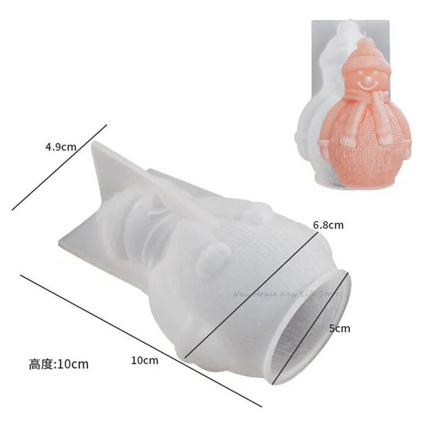 Molde de silicona con forma de muñeco de nieve para hacer velas, conos de pino, jabón de Chocolate, regalos de Navidad, decoración artesanal para el hogar