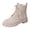 Beige, variant on Miluxas Women's Fashion Ankle Boots Solid Color Round Toe Low Chunky Heel Lace-up Combat Bootie with Side Zipper Beige 5.5(36)