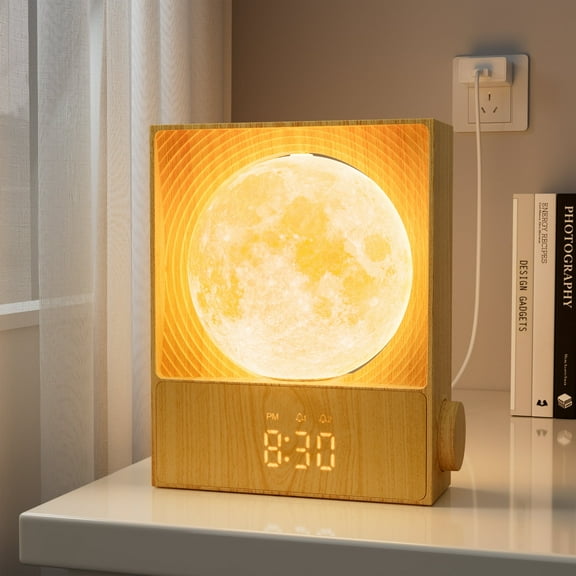 Rotating Moon Sunrise Alarm Clock with Wake Up Light & Sleep Aid